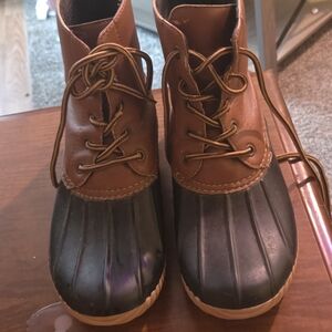 Women's Brown and Black Winter Rain Boots